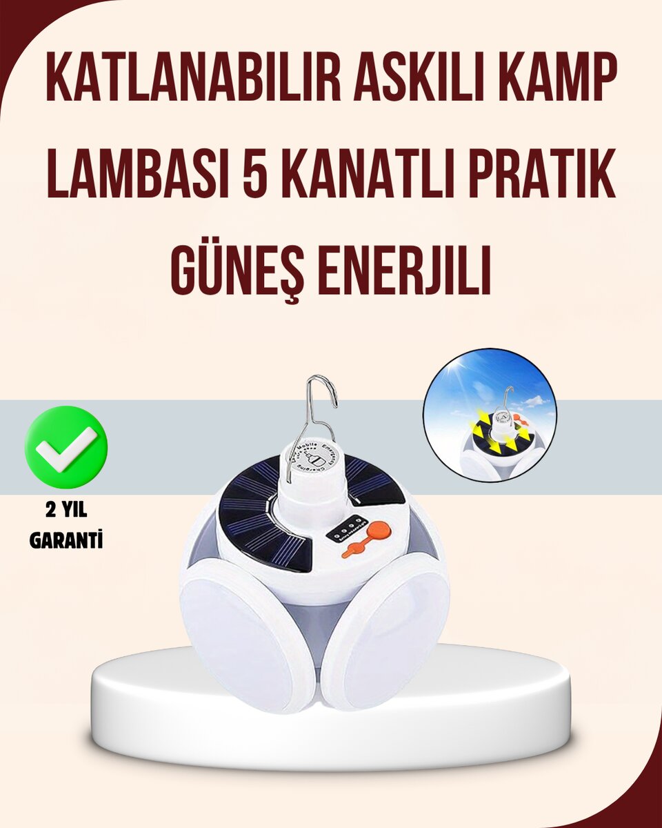 Güneş Enerjili USB Şarj Edilebilir 5 Modlu Katlanabilir LED Kamp Işığı Güneş Enerjili USB Şarj Edilebilir 5 Modlu Katlanabilir LED Kamp Işığı