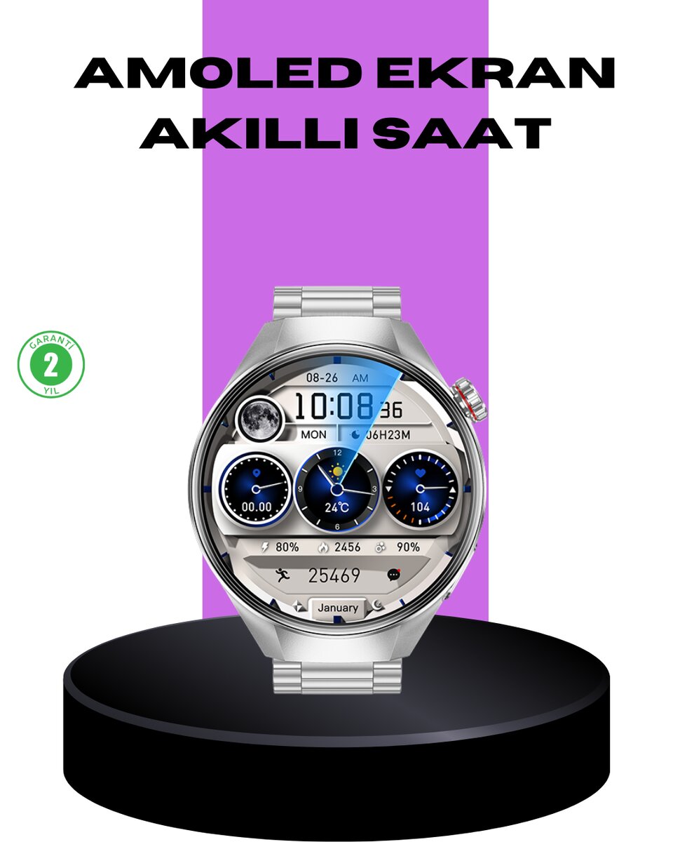 Akıllı Saat Metal Kordonlu Tam Ekran AMOLED – Arama ve Sağlık Takip Özellikli Akıllı Saat Metal Kordonlu Tam Ekran AMOLED – Arama ve Sağlık Takip Özellikli