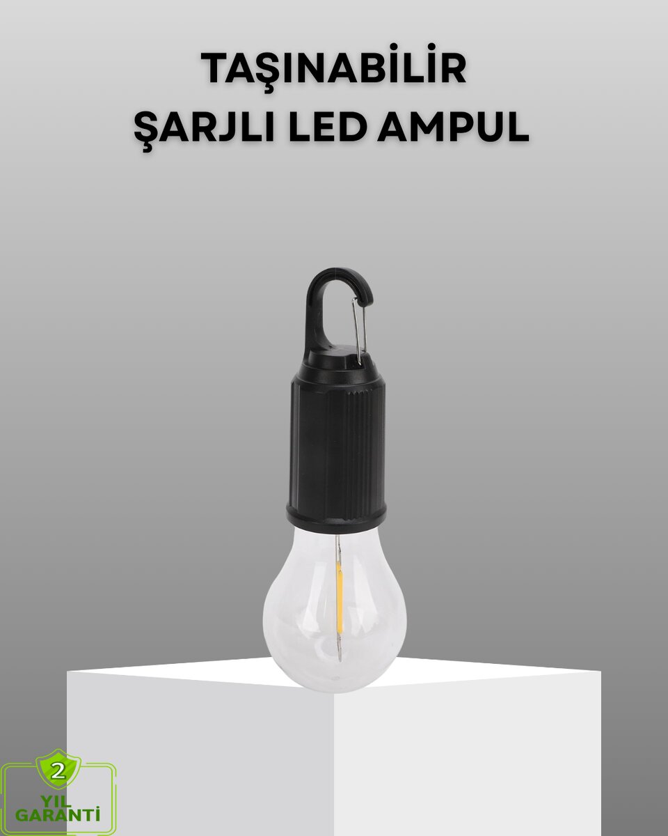 Şarjlı Kancalı LED Lamba – Kamp, Balkon ve Acil Durum Işığı