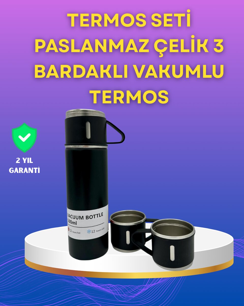 Çelik Termos Bardak Seti | 500 ml Kapasite, Kaymaz Taban, Hediye Kutulu Çelik Termos Bardak Seti | 500 ml Kapasite, Kaymaz Taban, Hediye Kutulu