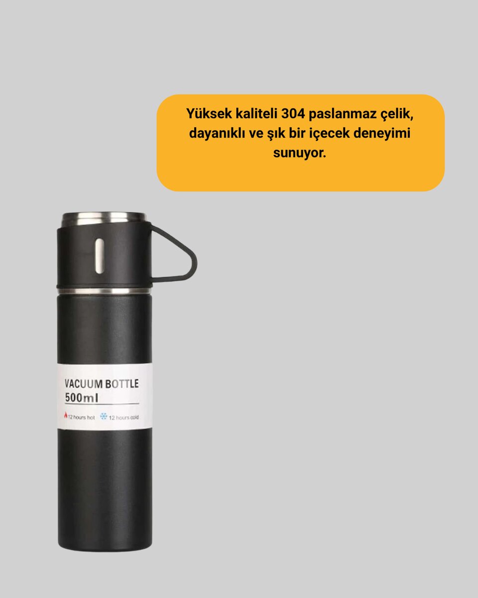 Çelik Termos Bardak Seti | 500 ml Kapasite, Kaymaz Taban, Hediye Kutulu Çelik Termos Bardak Seti | 500 ml Kapasite, Kaymaz Taban, Hediye Kutulu