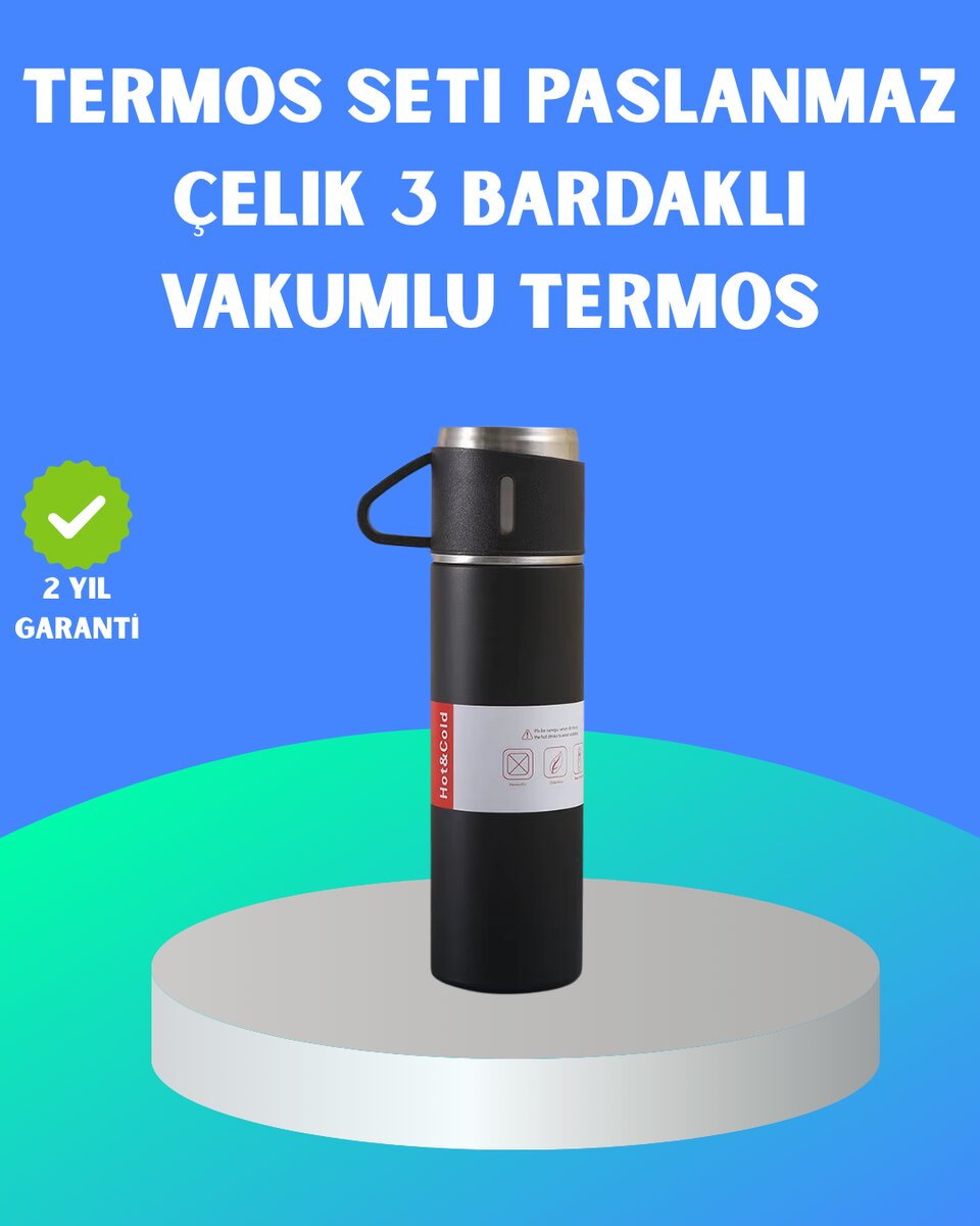 304 Çelik Termos Seti | 2 Bardaklı, 500 ml, Uzun Süre Isı Koruma 304 Çelik Termos Seti | 2 Bardaklı, 500 ml, Uzun Süre Isı Koruma