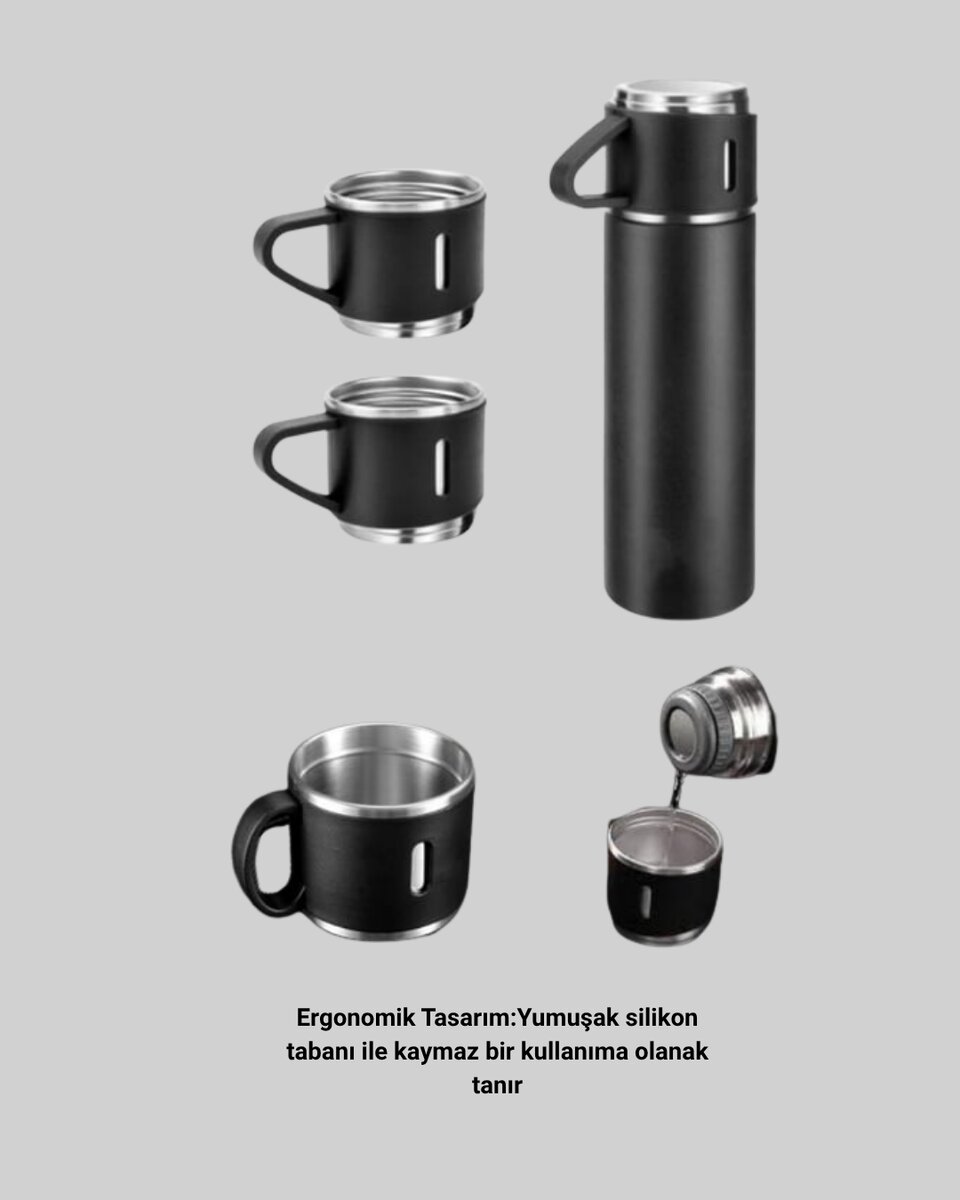 304 Çelik Termos Seti | 2 Bardaklı, 500 ml, Uzun Süre Isı Koruma 304 Çelik Termos Seti | 2 Bardaklı, 500 ml, Uzun Süre Isı Koruma