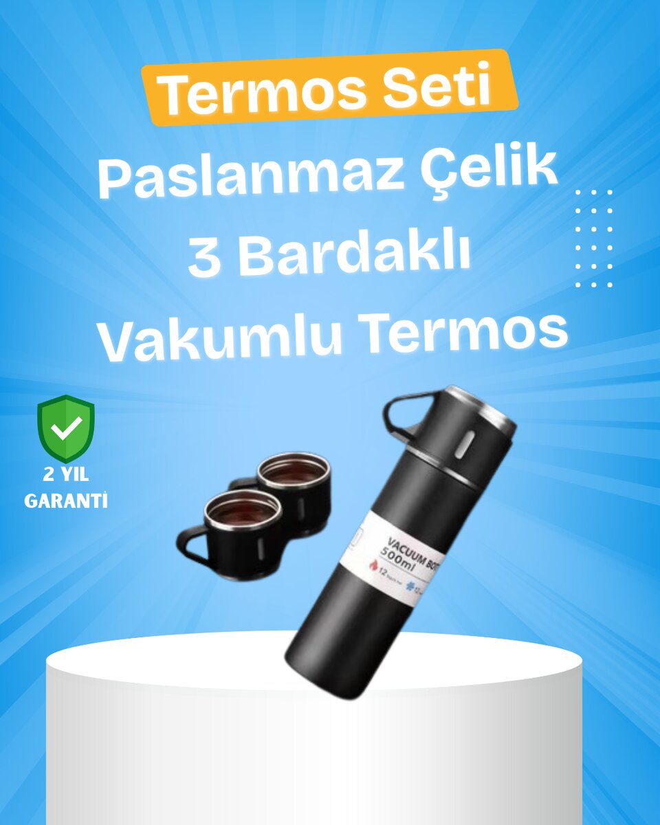 Paslanmaz Çelik Termos Seti | 500 ml Kapasite, 6-12 Saat Isı Koruma, Hediye Kutulu Paslanmaz Çelik Termos Seti | 500 ml Kapasite, 6-12 Saat Isı Koruma, Hediye Kutulu