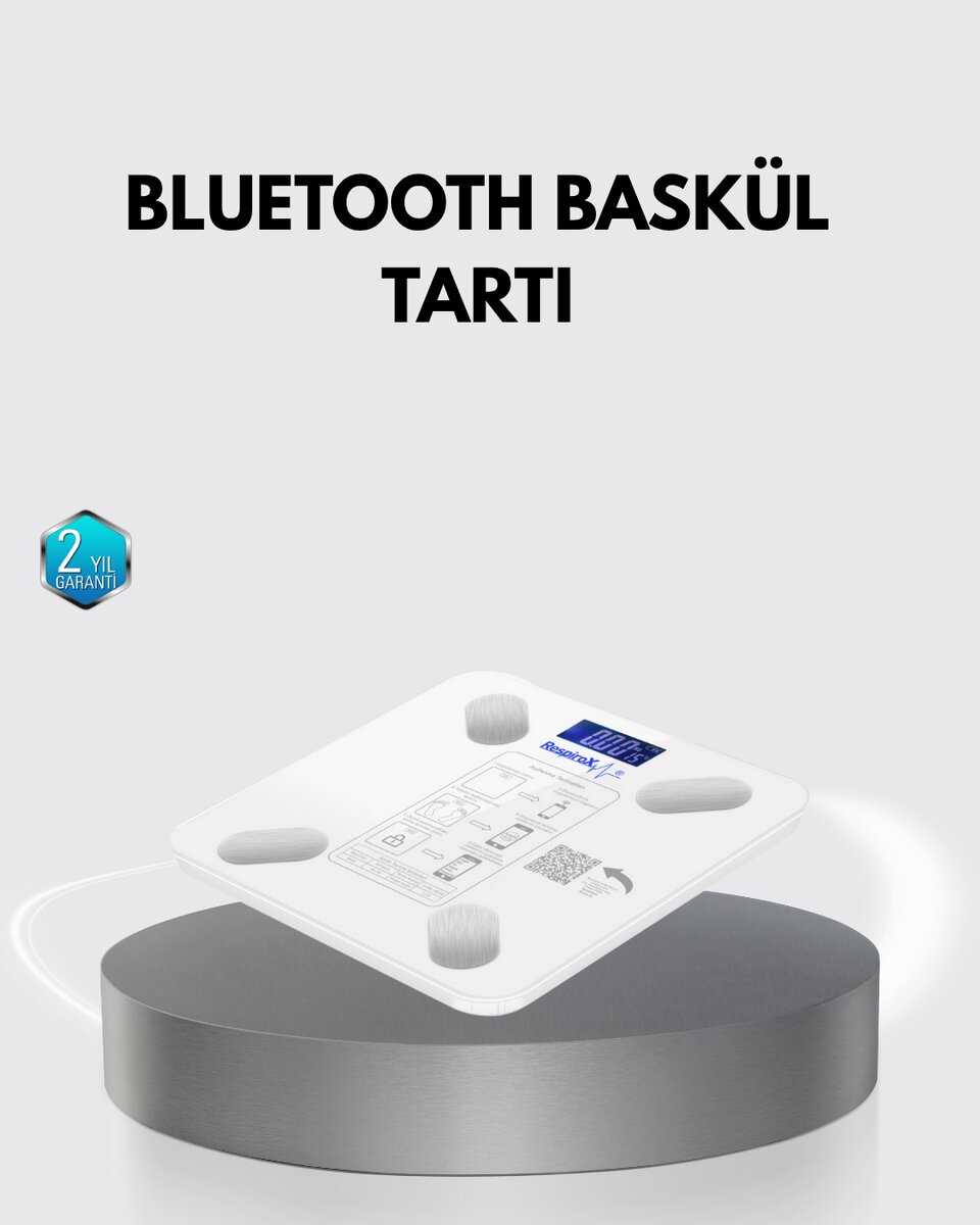 Bluetooth Akıllı Tartı – 8 Fonksiyonlu Dijital Baskül, 180 kg Kapasiteli Bluetooth Akıllı Tartı – 8 Fonksiyonlu Dijital Baskül, 180 kg Kapasiteli