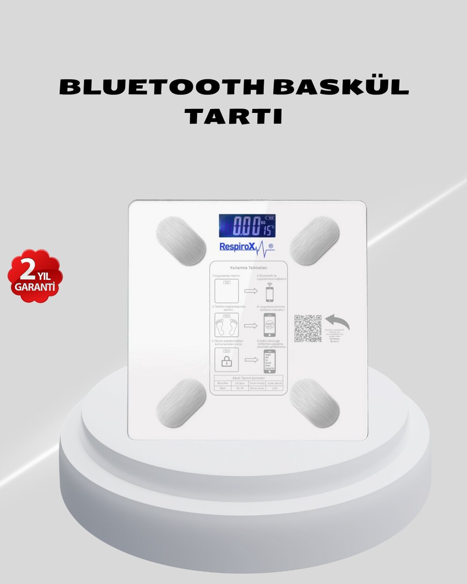 Akıllı Bluetooth Tartı – 8 Farklı Ölçüm Verisi, Otomatik Kişi Tanıma Akıllı Bluetooth Tartı – 8 Farklı Ölçüm Verisi, Otomatik Kişi Tanıma