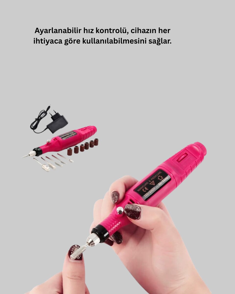 Profesyonel Tırnak Manikür Aleti – Şarjlı, Ayarlanabilir Hız, Düşük Titreşim ve Sessiz Motor Teknolojisi Profesyonel Tırnak Manikür Aleti – Şarjlı, Ayarlanabilir Hız, Düşük Titreşim ve Sessiz Motor Teknolojisi