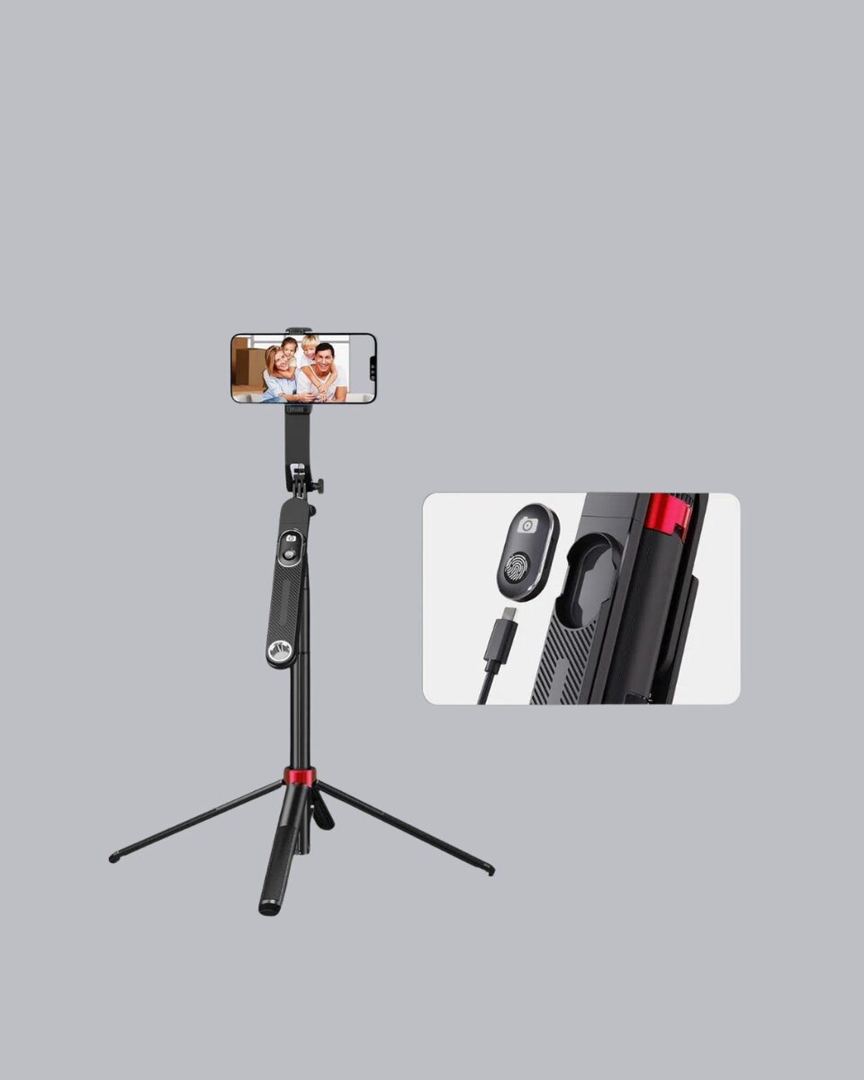 Vlog ve Canlı Yayın İçin Çift Yaka Mikrofonu ve Tripodlu Selfie Çubuğu Seti Vlog ve Canlı Yayın İçin Çift Yaka Mikrofonu ve Tripodlu Selfie Çubuğu Seti