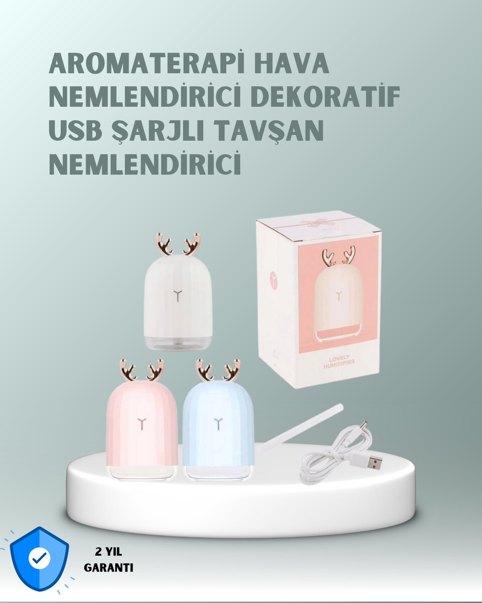 200 ml Tavşan Kulaklı Ultrasonik Hava Nemlendirici ve Gece Lambası 200 ml Tavşan Kulaklı Ultrasonik Hava Nemlendirici ve Gece Lambası