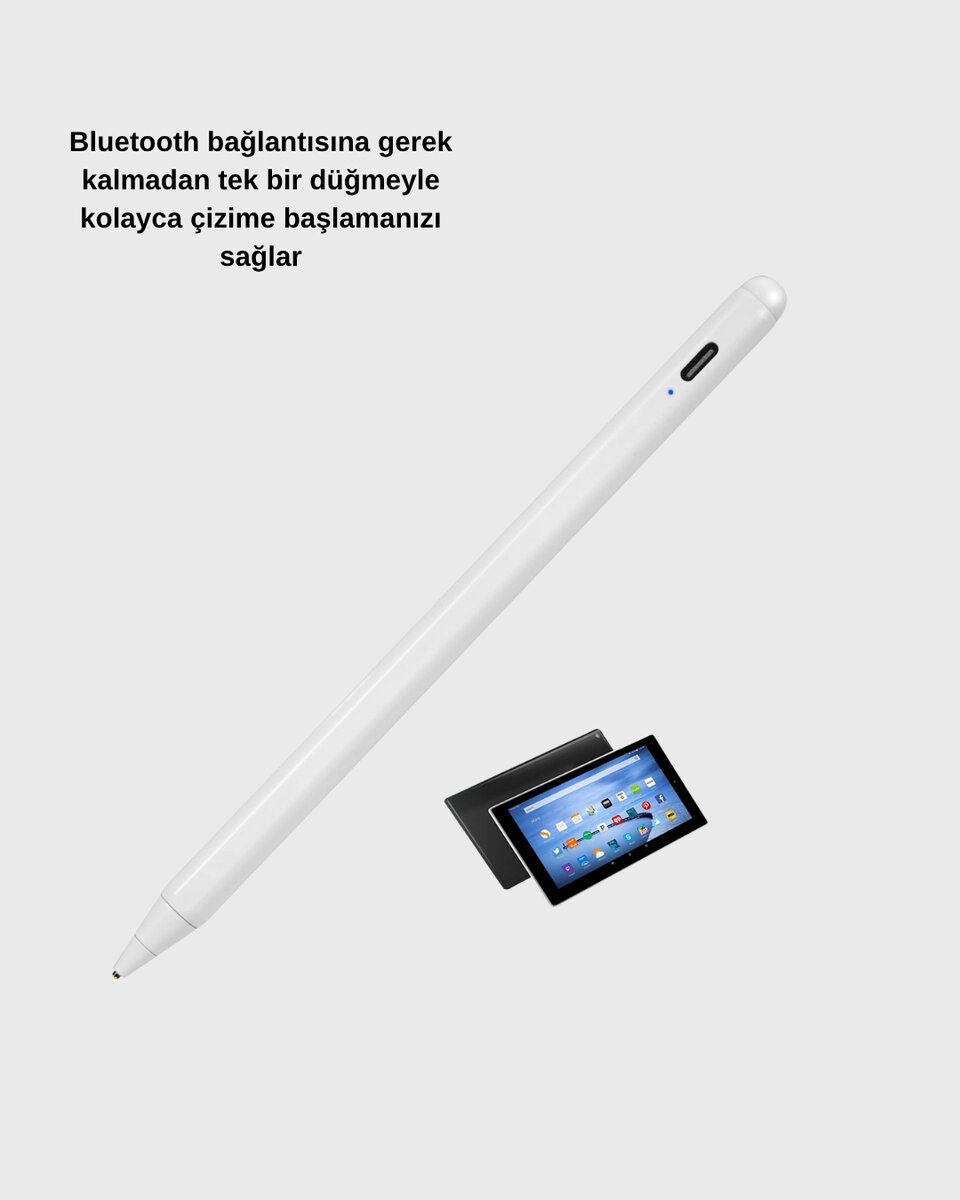 Type-C Şarjlı Dokunmatik Kalem – iPad, iPhone ve Android Uyumlu, Sessiz Çalışan