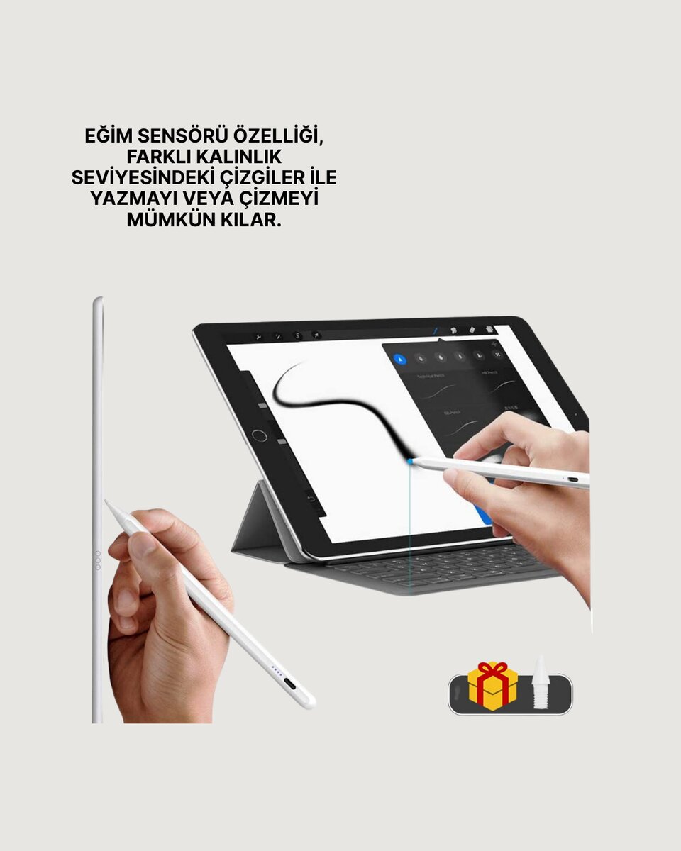 Eğim Sensörlü 1,0 mm Uçlu Dijital Kalem – Uzun Pil Ömrü ve Kolay Kullanım