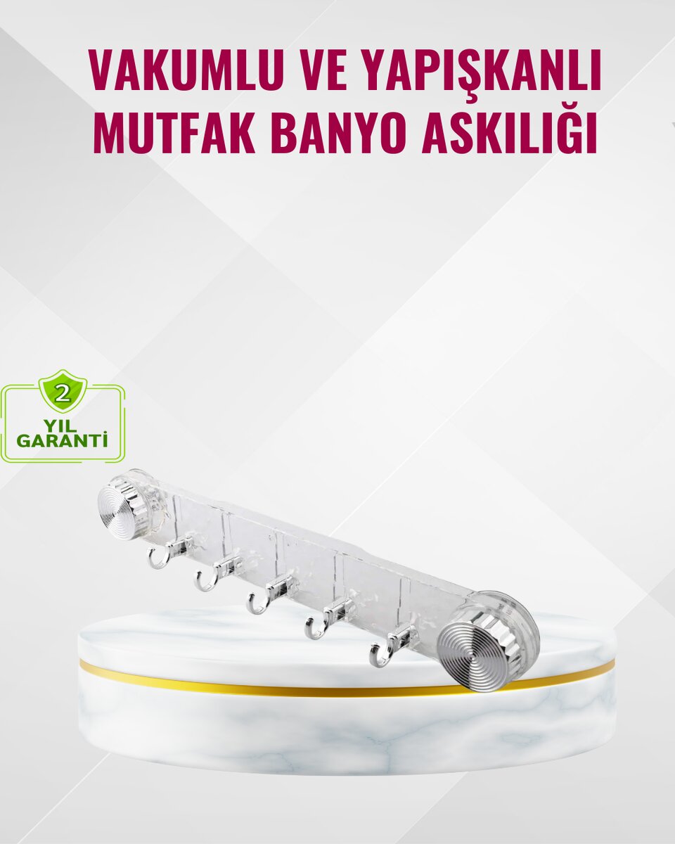 Duvar Tipi Vakumlu Askılık Şeffaf Orta Tasarımlı Duvar Tipi Vakumlu Askılık Şeffaf Orta Tasarımlı