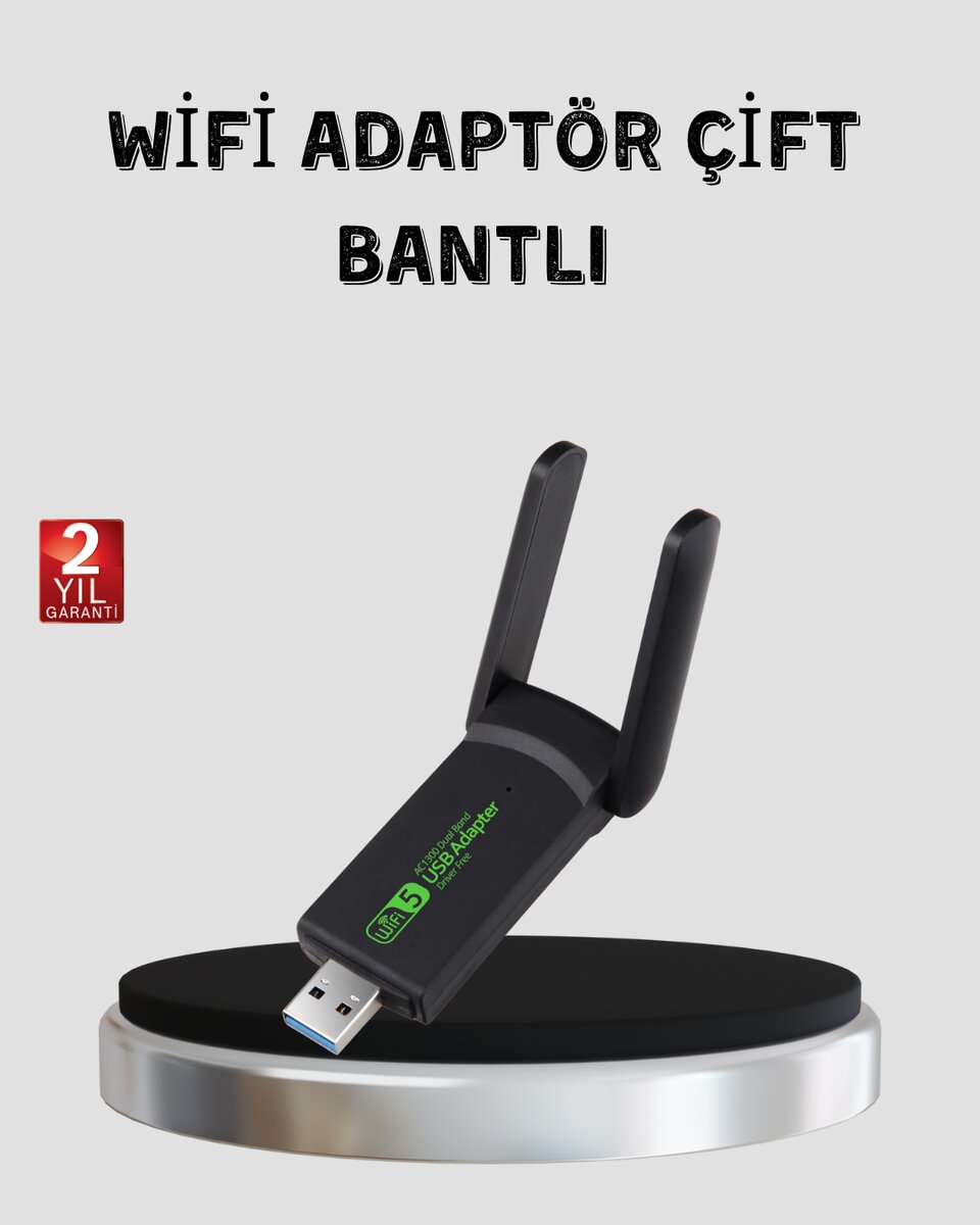 1200 Mbps Dual Band WiFi Adaptör – 5.8G & 2.4G Çift Antenli 1200 Mbps Dual Band WiFi Adaptör – 5.8G & 2.4G Çift Antenli
