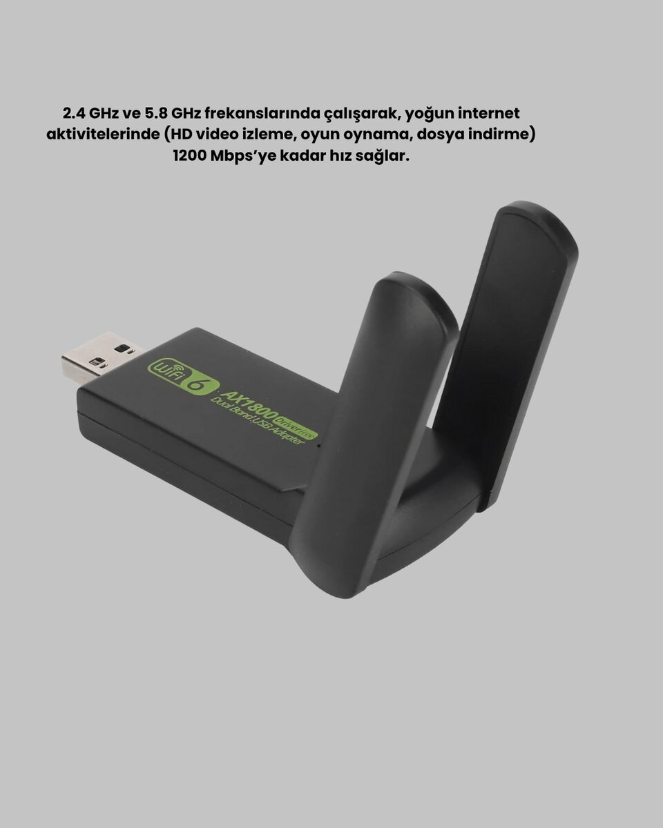 Dual Band USB WiFi Adaptör – 1200 Mbps Hız Dual Band USB WiFi Adaptör – 1200 Mbps Hız