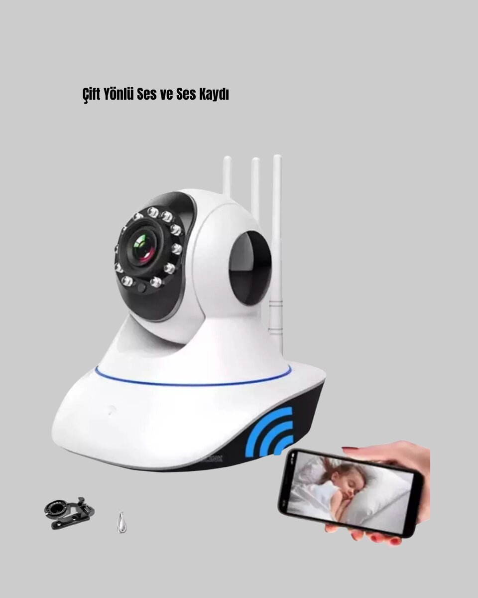 HD IP Kamera – Gece Görüşlü, Hareket Sensörlü, Mobil Takip ve Çift Yönlü Ses HD IP Kamera – Gece Görüşlü, Hareket Sensörlü, Mobil Takip ve Çift Yönlü Ses