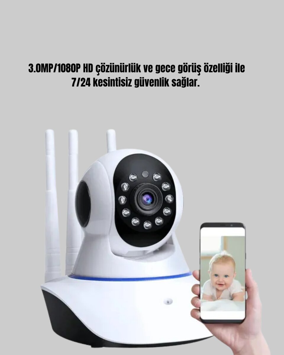 HD IP Kamera – Gece Görüşlü, Hareket Sensörlü, Mobil Takip ve Çift Yönlü Ses HD IP Kamera – Gece Görüşlü, Hareket Sensörlü, Mobil Takip ve Çift Yönlü Ses