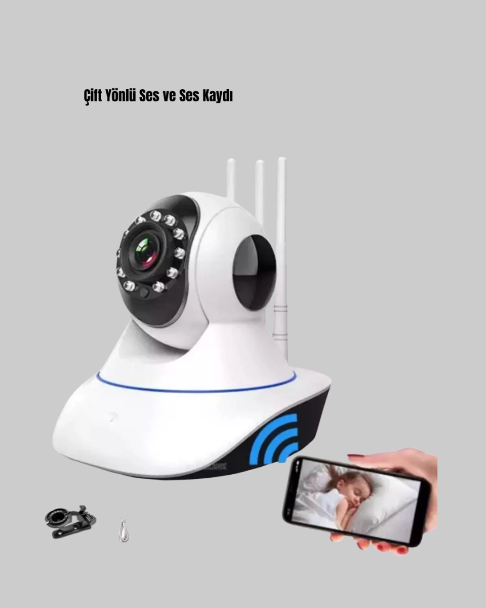 Full HD Akıllı IP Kamera – Gece Görüşlü, Hareket Sensörlü, Çift Yönlü Ses ve Online Kayıt Özellikli Full HD Akıllı IP Kamera – Gece Görüşlü, Hareket Sensörlü, Çift Yönlü Ses ve Online Kayıt Özellikli