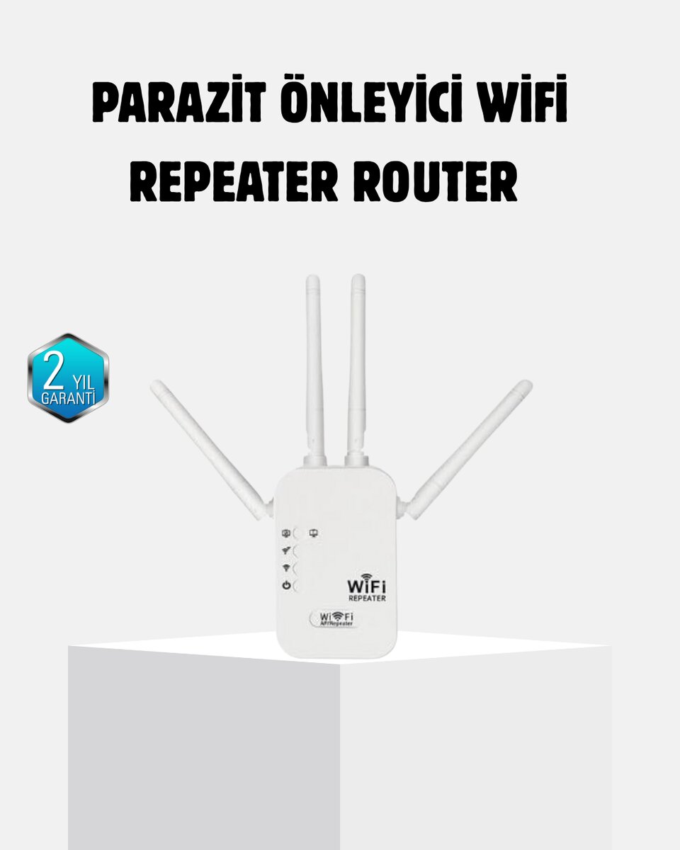 Antenli WiFi Repeater 300m2 Kapsama Alanı WPA3 Güvenlikli Antenli WiFi Repeater 300m2 Kapsama Alanı WPA3 Güvenlikli