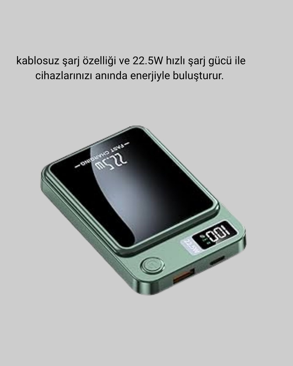 MagSafe Powerbank Kablosuz Şarjlı ve 22.5W Hızlı Şarj Destekli MagSafe Powerbank Kablosuz Şarjlı ve 22.5W Hızlı Şarj Destekli