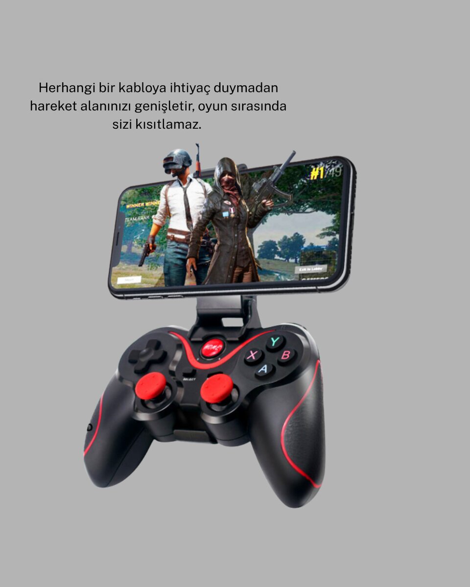 Kablosuz Bluetooth Oyun Kolu Mobil TV PC Uyumlu Ergonomik Tasarım