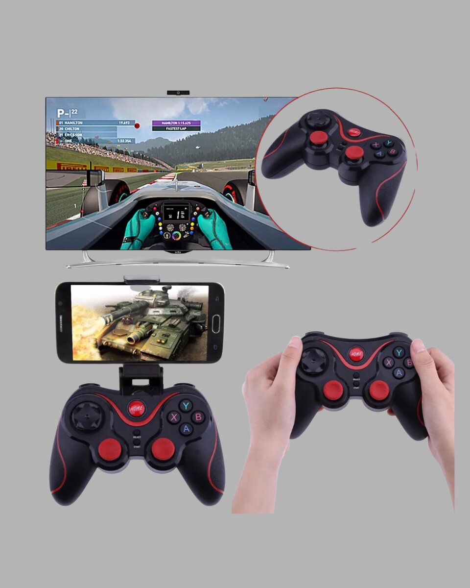 Bluetooth Gamepad Kablosuz Oyun Kumandası Tek Cihaz Destekli Bluetooth Gamepad Kablosuz Oyun Kumandası Tek Cihaz Destekli