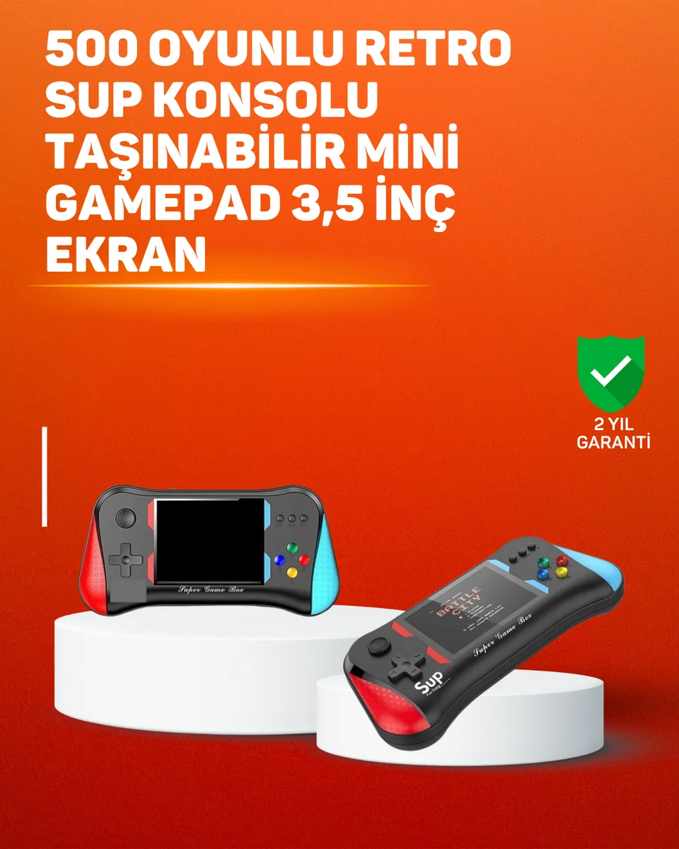 500 Oyunlu El Tipi Taşınabilir Oyun Konsolu – Şarjlı ve TV Bağlantılı Model