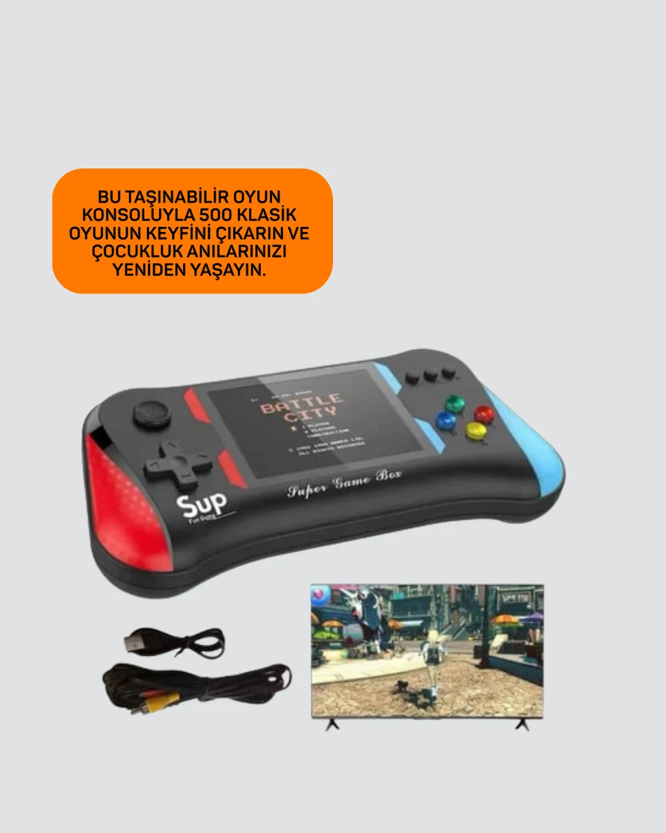 Taşınabilir Oyun Konsolu – 3,5" Ekranlı ve 500 Oyunlu Taşınabilir Oyun Konsolu – 3,5" Ekranlı ve 500 Oyunlu