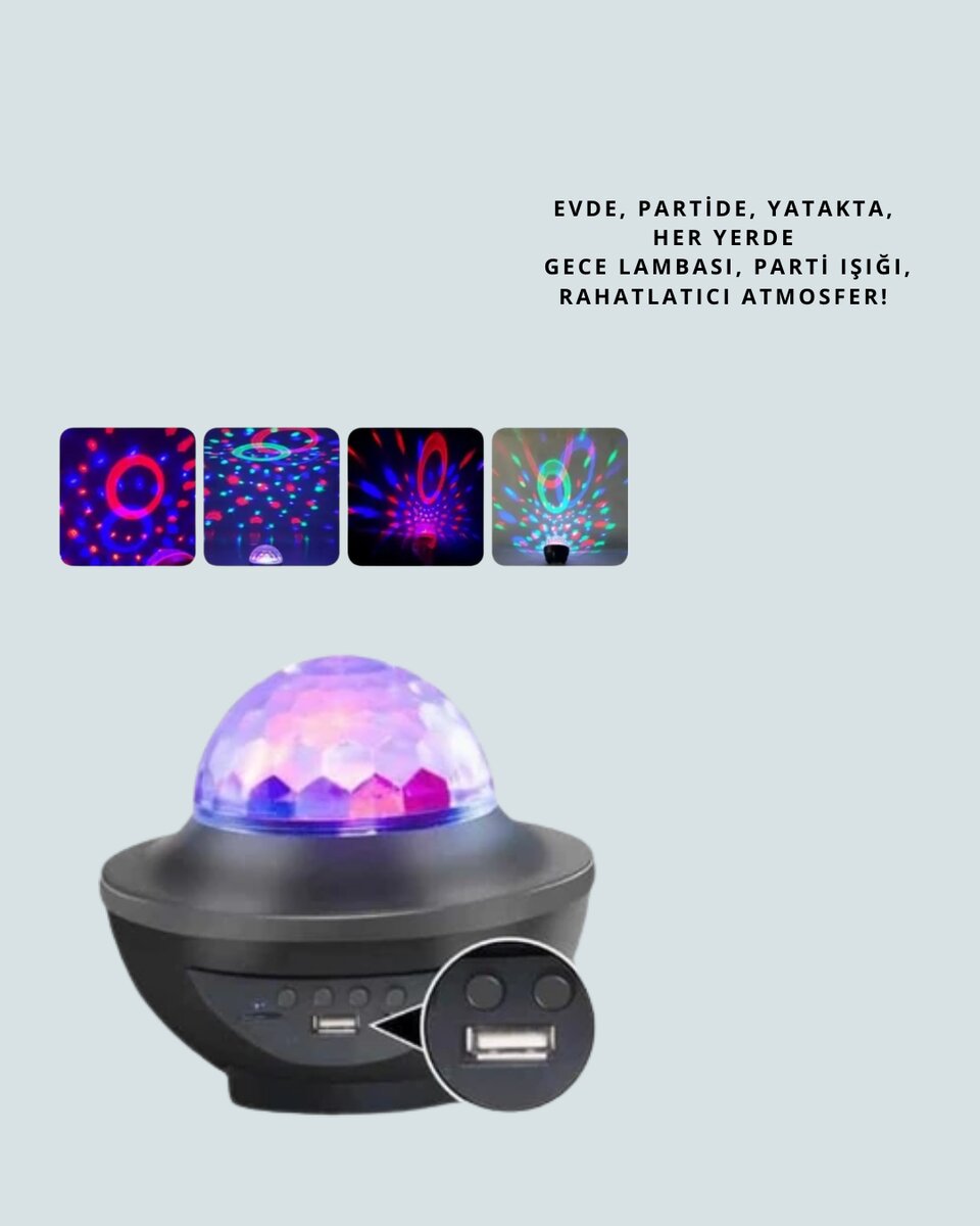 Müzik Ritimli Işık Değişimi & Dönen Dalga Efekti – Galaxy Projektör Müzik Ritimli Işık Değişimi & Dönen Dalga Efekti – Galaxy Projektör