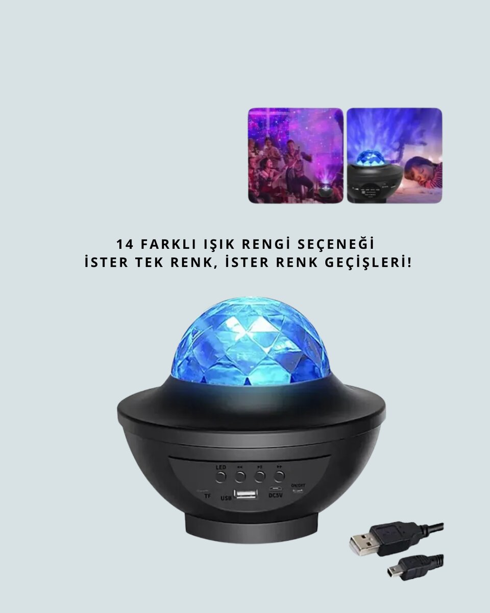 Müzik Ritimli Işık Değişimi & Dönen Dalga Efekti – Galaxy Projektör Müzik Ritimli Işık Değişimi & Dönen Dalga Efekti – Galaxy Projektör