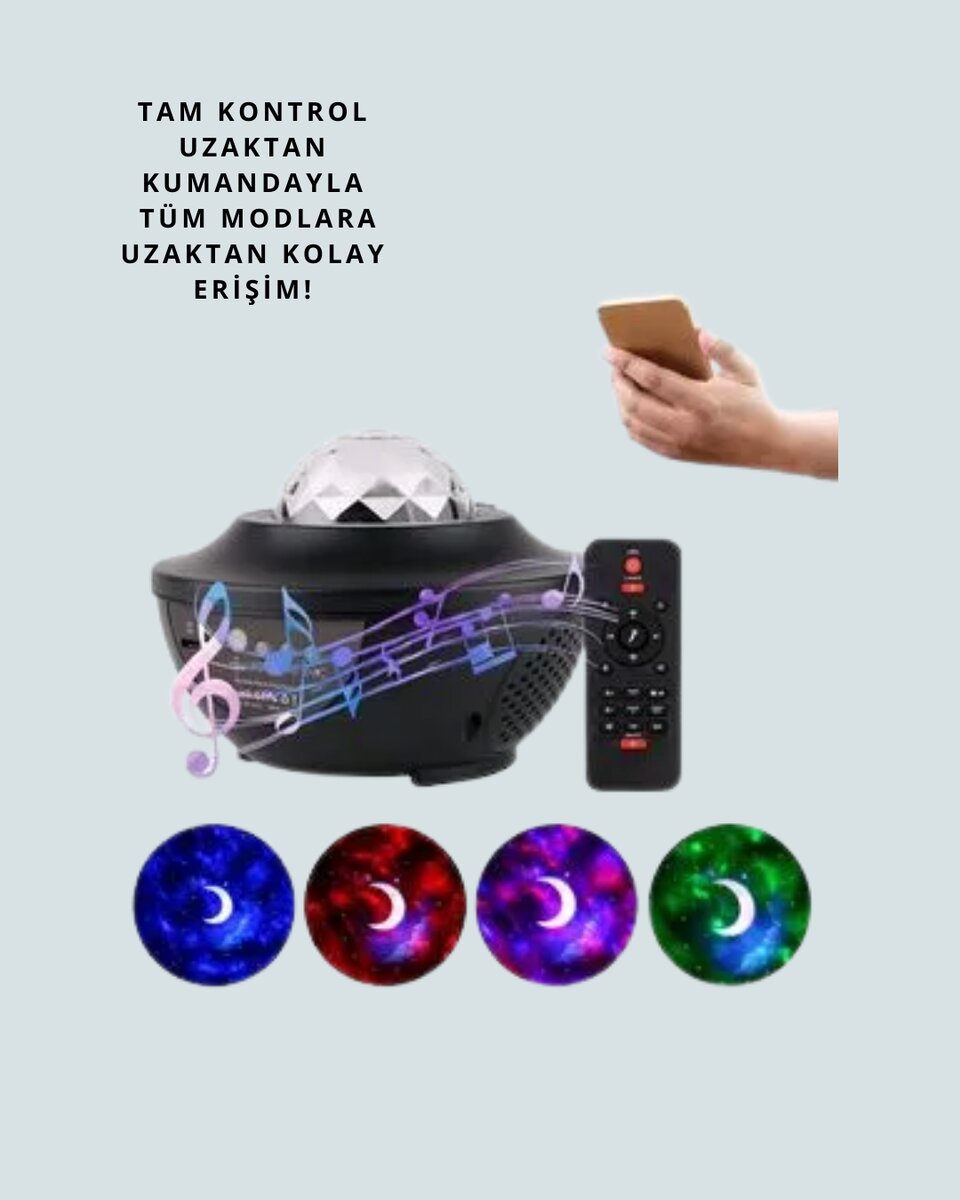 Müzik Ritimli Işık Değişimi & Dönen Dalga Efekti – Galaxy Projektör Müzik Ritimli Işık Değişimi & Dönen Dalga Efekti – Galaxy Projektör