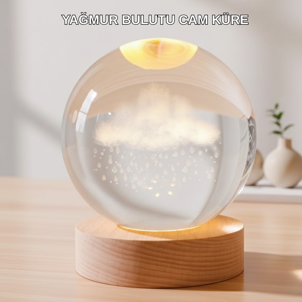 USB Bağlantılı 3D Kristal Yağmur Bulutu Lamba Ahşap Tabanlı Dekoratif Aydınlatma USB Bağlantılı 3D Kristal Yağmur Bulutu Lamba Ahşap Tabanlı Dekoratif Aydınlatma