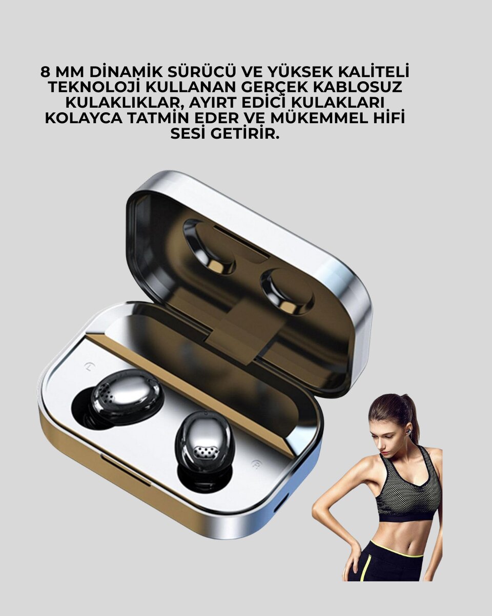 Kablosuz Kulak İçi Bluetooth Kulaklık – Dokunmatik Kontrol ve LED Şarj Ekranı