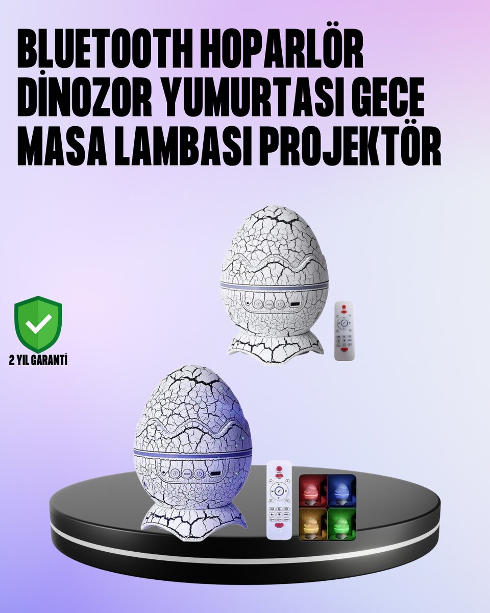 Dinozor Yumurtası Galaksi Projektör Gece Lambası 4'ü 1 Arada – Bluetooth Hoparlörlü Dinozor Yumurtası Galaksi Projektör Gece Lambası 4'ü 1 Arada – Bluetooth Hoparlörlü