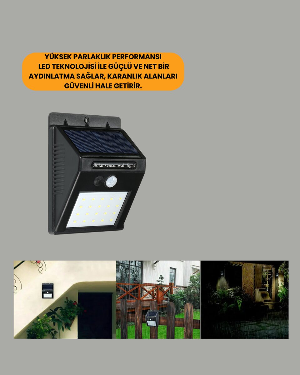 Montajlı Güneş Enerjili Duvar Tipi Aydınlatma – 8 Saat Çalışma Süresi Montajlı Güneş Enerjili Duvar Tipi Aydınlatma – 8 Saat Çalışma Süresi