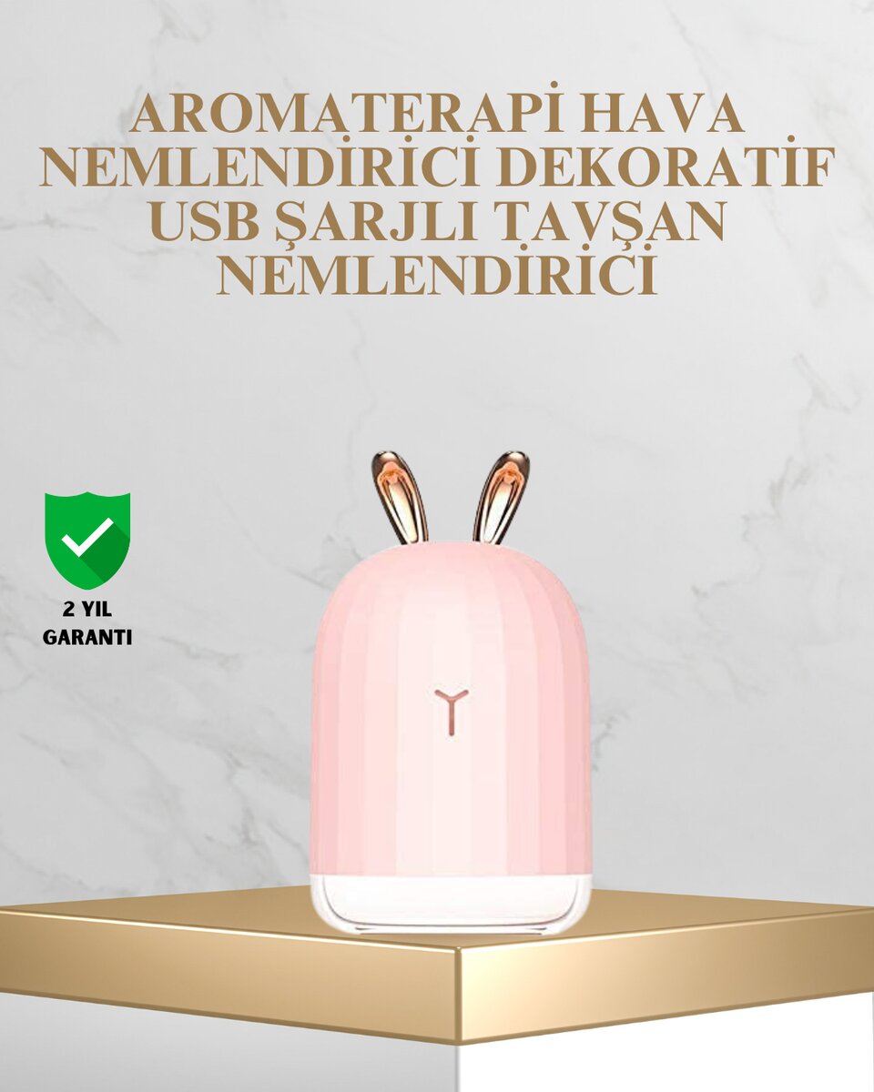 Tavşan Kulak Tasarımlı 200 ml USB Aroma Difüzör ve Hava Nemlendirici