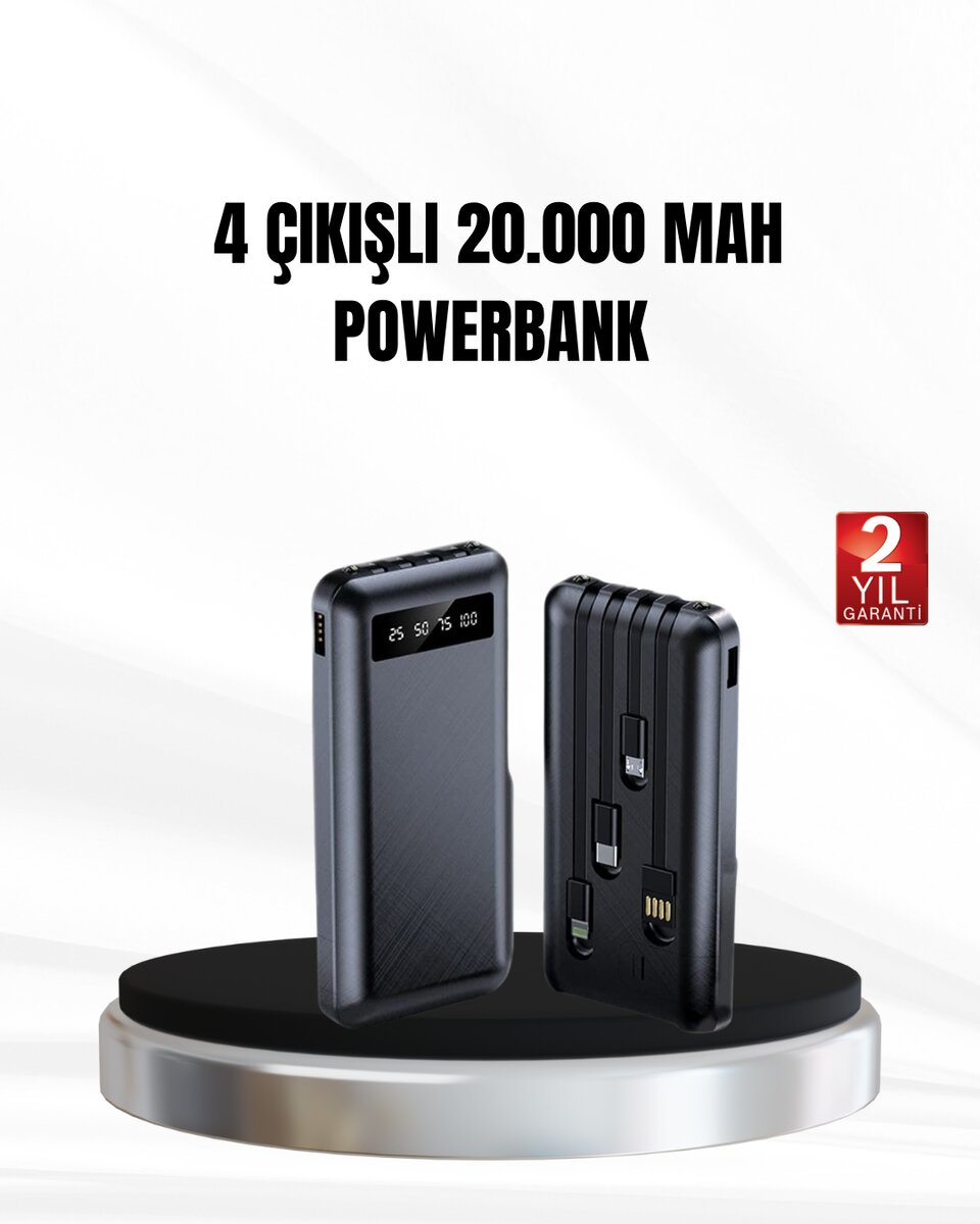 Powerbank 20000 mAh LED Fenerli ve Çoklu Güvenlik Korumasına Sahip Powerbank 20000 mAh LED Fenerli ve Çoklu Güvenlik Korumasına Sahip