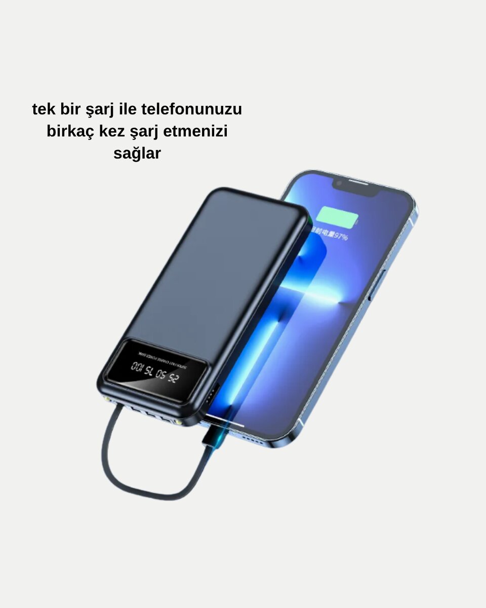 Powerbank 20000 mAh LED Fenerli ve Çoklu Güvenlik Korumasına Sahip Powerbank 20000 mAh LED Fenerli ve Çoklu Güvenlik Korumasına Sahip