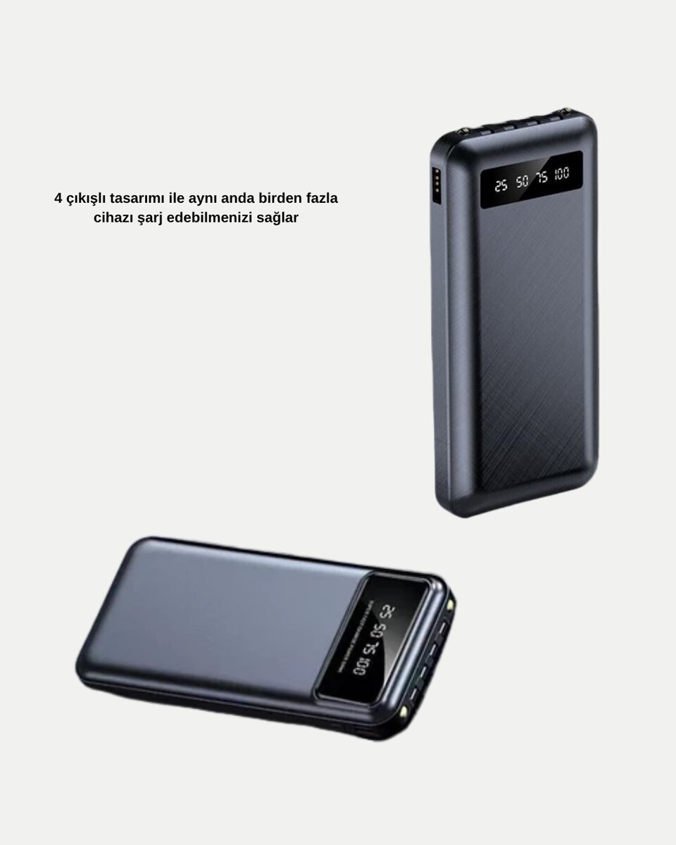 Powerbank 20000 mAh 4 Çıkışlı Hızlı Şarjlı ve LED Göstergeli Powerbank 20000 mAh 4 Çıkışlı Hızlı Şarjlı ve LED Göstergeli