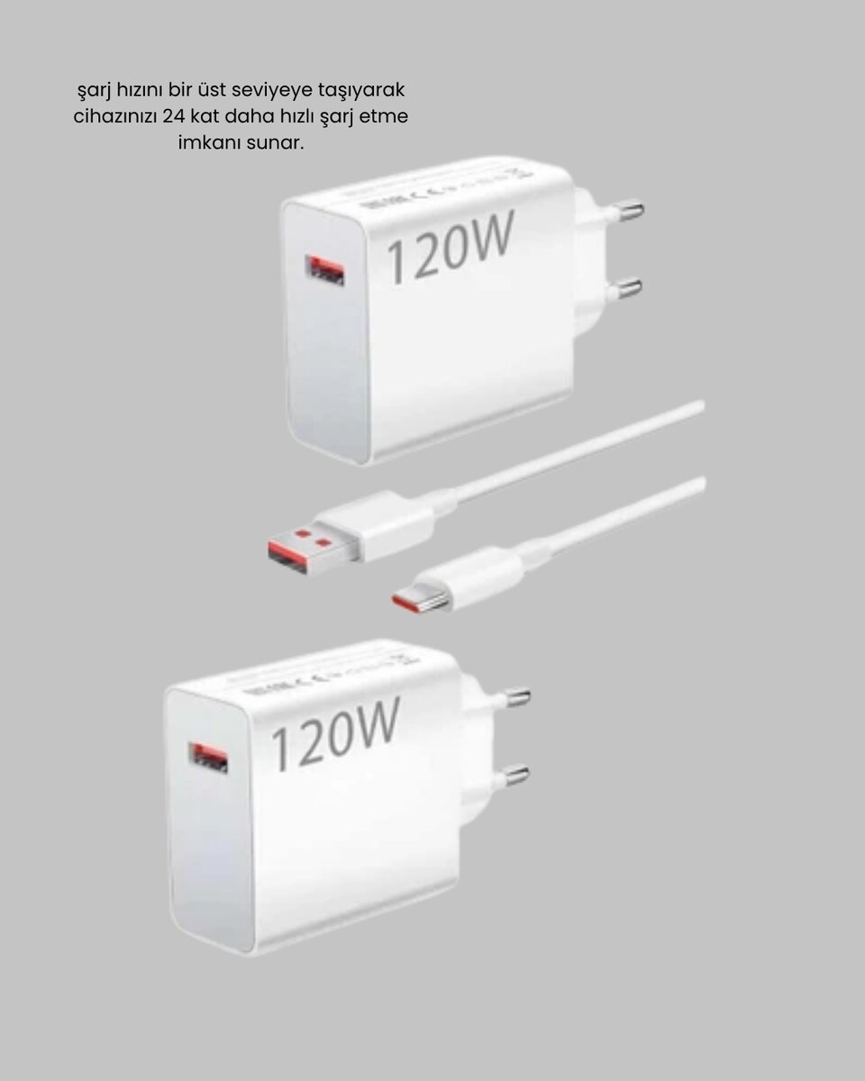 120W Ultra Hızlı Şarj Adaptörü USB-C Destekli Güçlü Şarj Teknolojisi 120W Ultra Hızlı Şarj Adaptörü USB-C Destekli Güçlü Şarj Teknolojisi