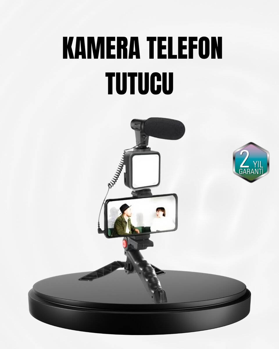 Profesyonel Vlog Çekim Kiti LED Işıklı Tripod Mikrofonlu Telefon Seti Profesyonel Vlog Çekim Kiti LED Işıklı Tripod Mikrofonlu Telefon Seti