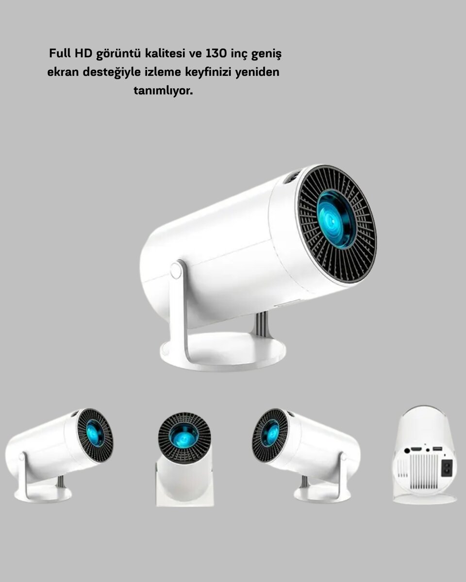Full HD 4K Uyumlu Projeksiyon Cihazı 130 İnç Geniş Ekran Destekli Full HD 4K Uyumlu Projeksiyon Cihazı 130 İnç Geniş Ekran Destekli