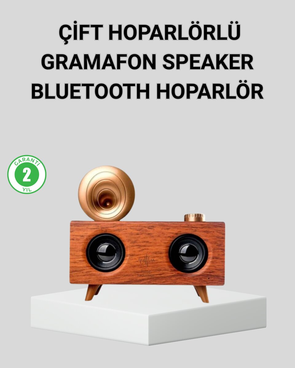 Retro Gramafon Bluetooth Hoparlör Çift Stereo Sesli FM Radyo Destekli Retro Gramafon Bluetooth Hoparlör Çift Stereo Sesli FM Radyo Destekli