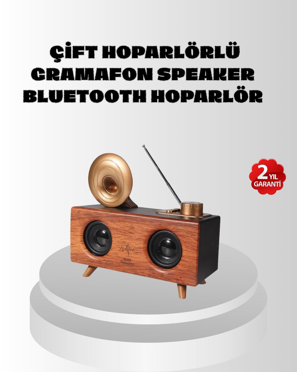 Çift Hoparlörlü Retro Bluetooth Speaker 1800mAh Bataryalı AUX USB SD Kartlı Çift Hoparlörlü Retro Bluetooth Speaker 1800mAh Bataryalı AUX USB SD Kartlı