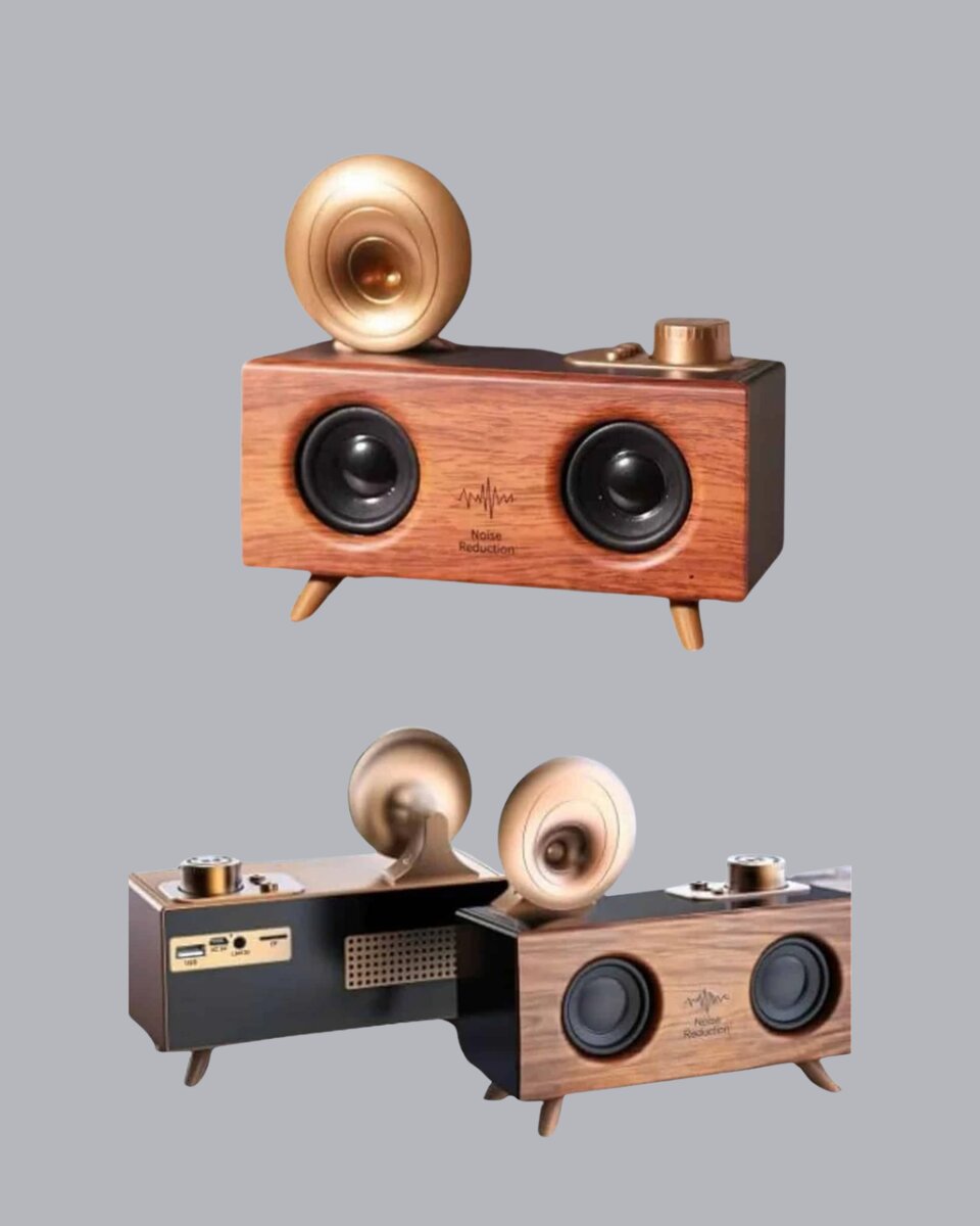 Çift Hoparlörlü Retro Bluetooth Speaker 1800mAh Bataryalı AUX USB SD Kartlı Çift Hoparlörlü Retro Bluetooth Speaker 1800mAh Bataryalı AUX USB SD Kartlı