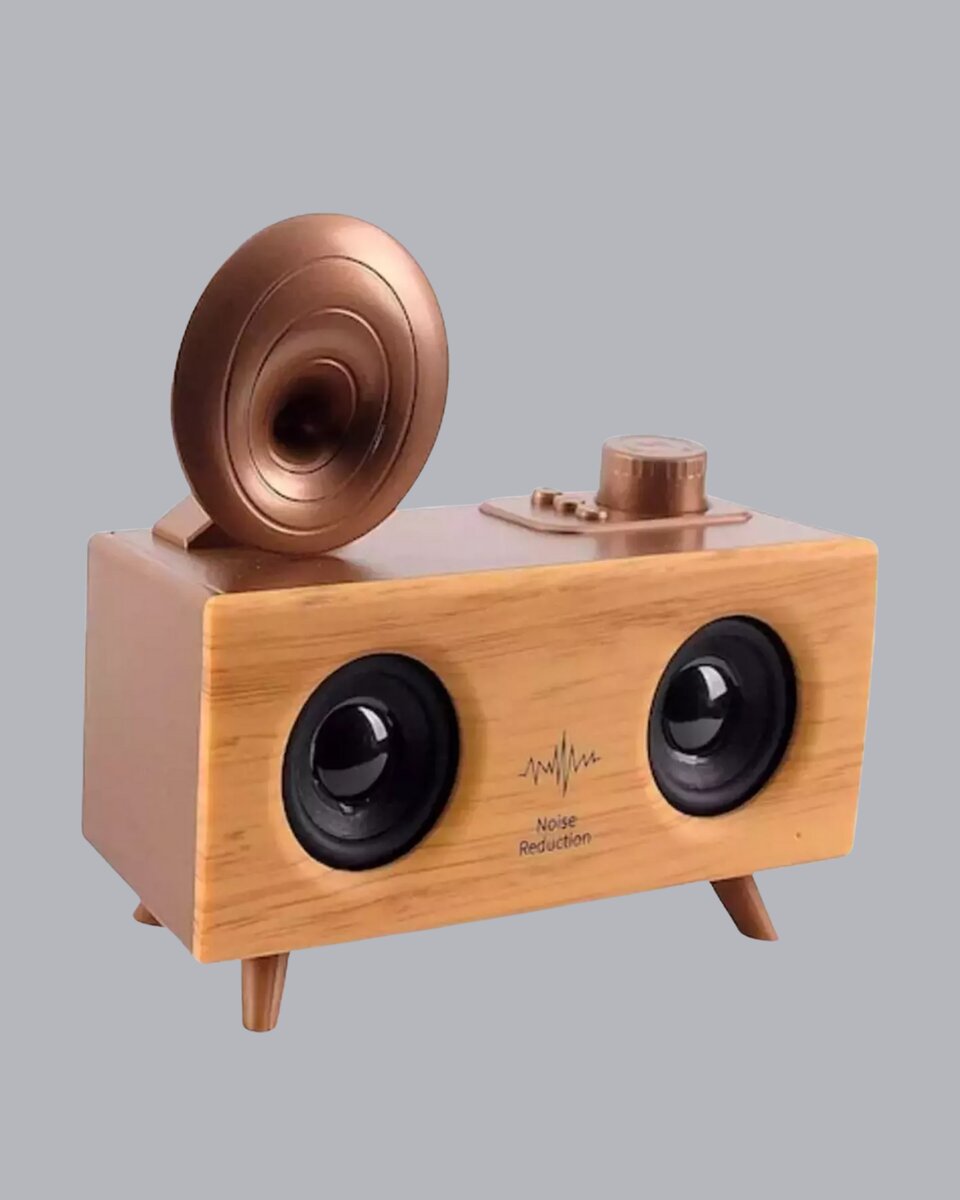 Retro Gramafon Bluetooth Hoparlör Çift Stereo Sesli FM Radyo Destekli Retro Gramafon Bluetooth Hoparlör Çift Stereo Sesli FM Radyo Destekli