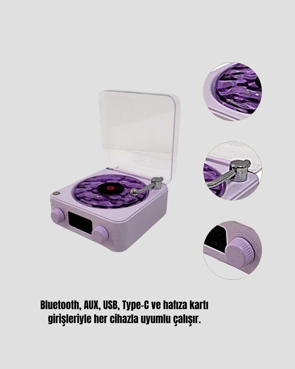 Projektör Işıklı Retro Hoparlör Bluetooth AUX USB Hafıza Kartlı 360° Sesli Şarjlı Projektör Işıklı Retro Hoparlör Bluetooth AUX USB Hafıza Kartlı 360° Sesli Şarjlı