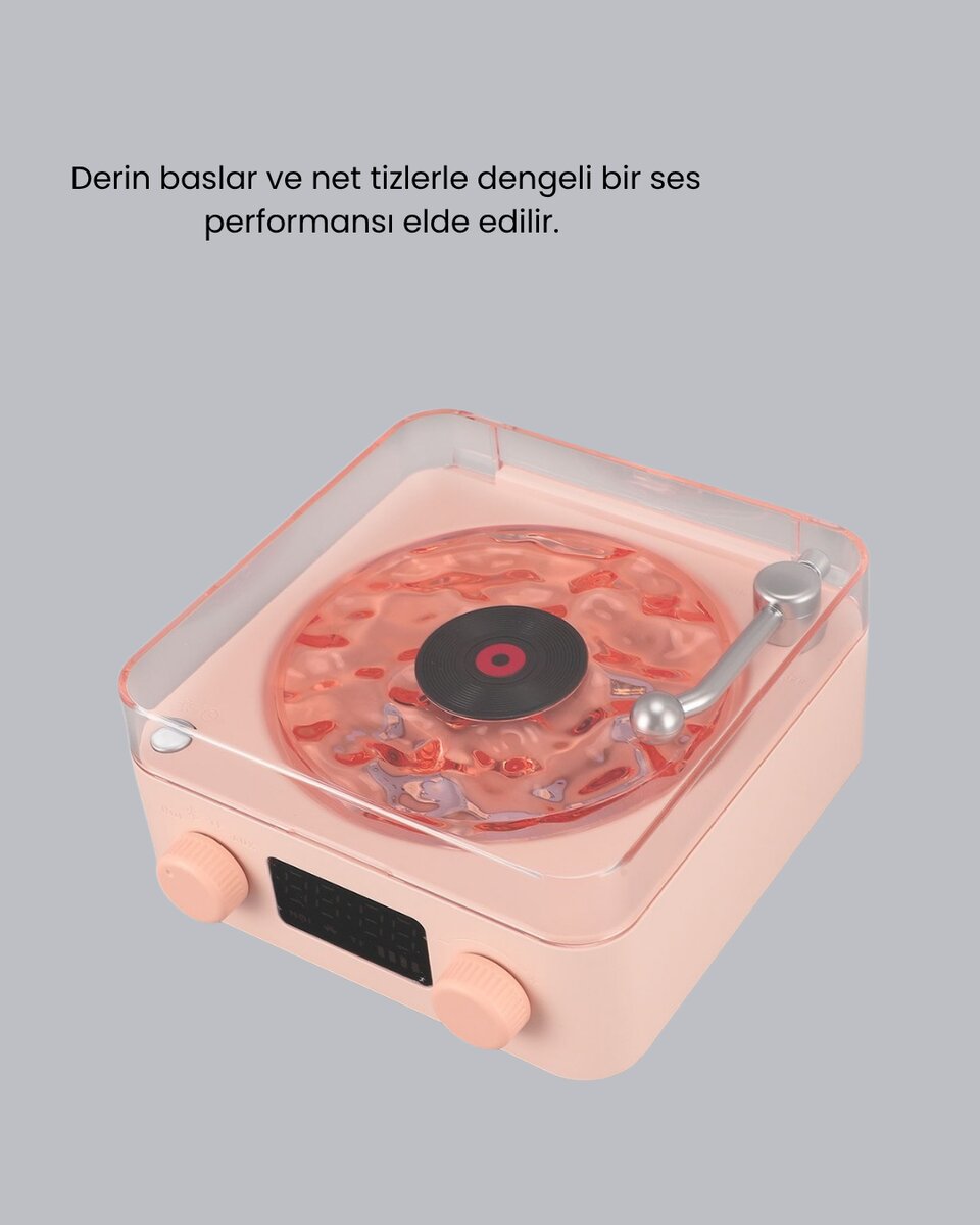 Gece Lambası Stereo Bluetooth Hoparlör Dijital Saat Su Dalgası Efektli 3-ü-1 Cihaz