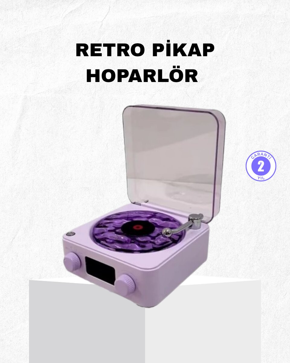 Retro Pikap Hoparlör Bluetooth AUX USB Type-C Projektörlü 360° Sesli Taşınabilir Retro Pikap Hoparlör Bluetooth AUX USB Type-C Projektörlü 360° Sesli Taşınabilir