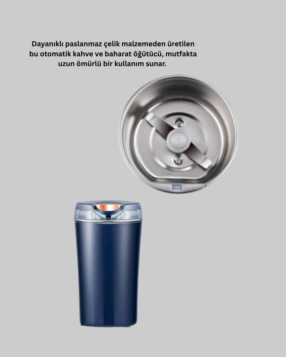 Kahve ve Baharat Öğütücü Otomatik Mekanizmalı Dayanıklı Çelik Kahve ve Baharat Öğütücü Otomatik Mekanizmalı Dayanıklı Çelik