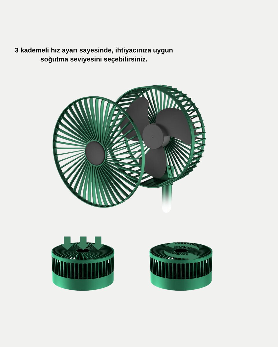 Katlanabilir Şarjlı Mini Fan 3 Kademeli Hız Ayarlı Taşınabilir